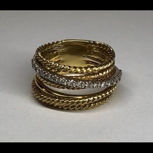 David Yurman Gold and Silver Twisted Ring